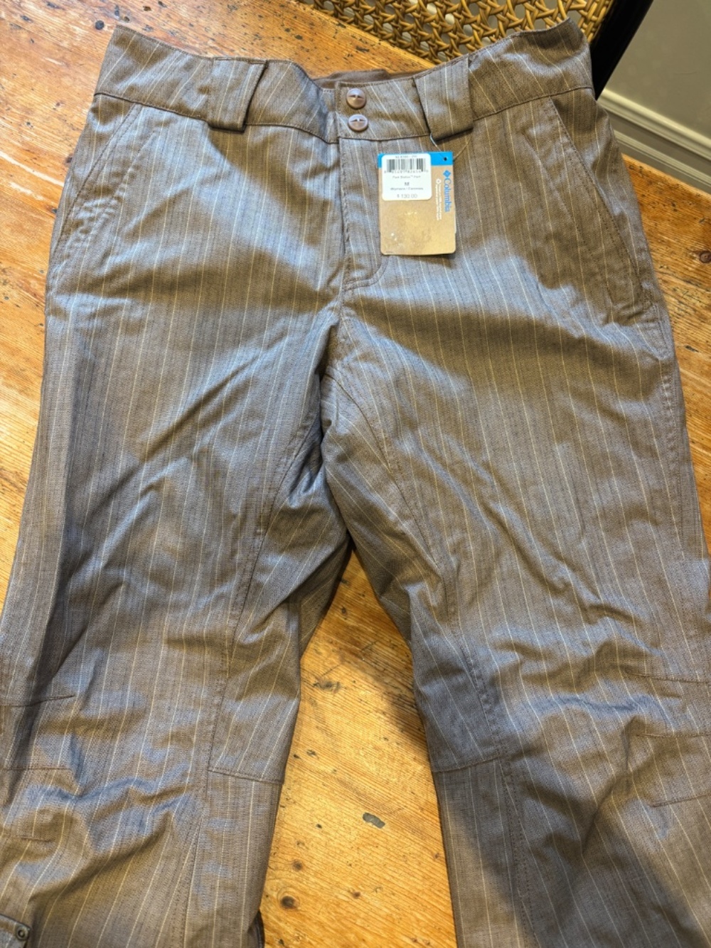 Columbia Titanium Park Station Snow Ski Pants - Brown Pinstripe Women's M (NWT)